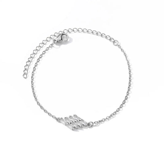 Luckacco Elegant Zircon Flowers Bracelet For Women Girls Charm Gold Color Stainless Steel Plant Bracelets Luxury Designer Jewelry Gifts