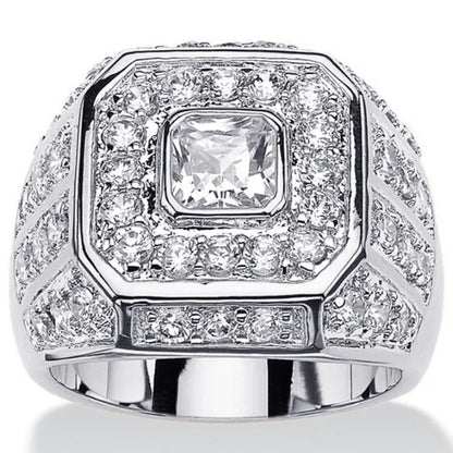 Luckacco Luxury Women Rings Silver Color Square Round White Stone Rings Party Accessories Gift