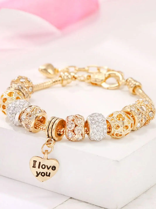 Luckacco 1PC Women's Fashion Pan Family DIY Multi Element Love Beaded Bracelet Date Travel Banquet Party Holiday Dressing Gift