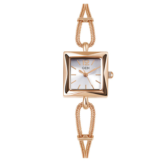 Luckacco Niche high-end women's watch simple small square plate alloy bracelet watch ladies medieval style quartz watch