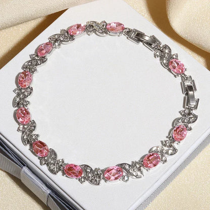 Luckacco Exquisite Shiny Tennis Ball Shape Crystal Zircon Bracelet for Women Fashion Evening Party Jewelry Girls Gift