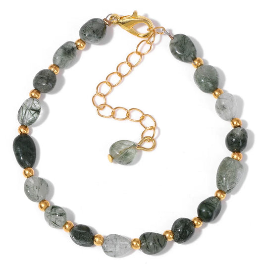 Luckacco Natural Crystal Gravel Stone Bracelets For Women Healing Irregular Amethysts Lapis Lazuli Rose Quartzs Chain Bracelet Jewelry