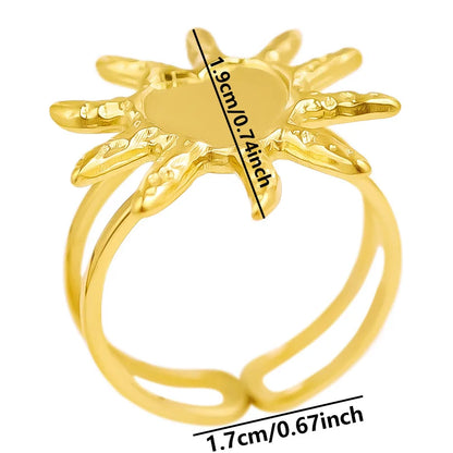 Luckacco Oval Square Leaf Heart Sun Base Open Adjustable Ring DIY Rhinestone Oil Drop Stainless Steel Rings For Women Men Jewelry Bagues