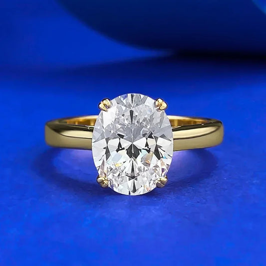 Luckacco 14K Gold Vintage Lab Diamond Ring 100% Real 925 Sterling Silver Party Wedding Band Rings for Women Engagement Jewelry Gift