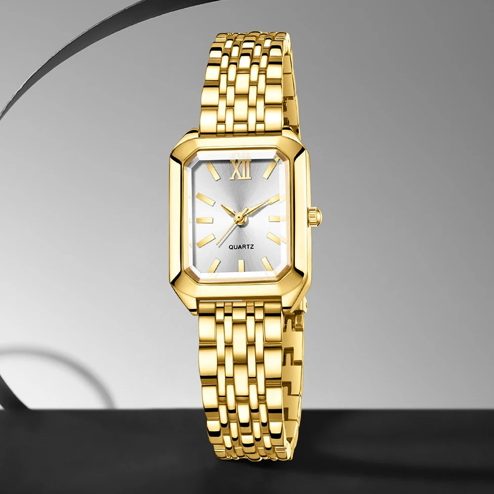 luckacco 1pcs fashion women's watch luxury trendy versatile quartz watch suitable for daily clothing matching or as a gift