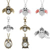 Luckacco Tiny Cute Owl Shaped Pendant Necklace Pocket Watch for Kid Men Women Retro Quartz Pocket Clock Gifts Arabic Numerals Dial