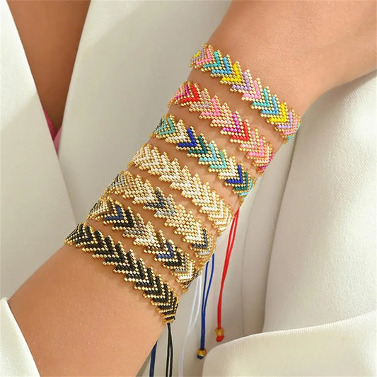 Luckacco ZHONGVI Miyuki Bead Bracelets Multi Layer Bohemian Glass Seeds Handmade Adjustable Jewelry Fashion For Women Men