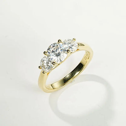 Luckacco 2.0CTTW 6.5mm D Color Moissanite Engagement Wedding Ring 925 Sliver GRA Certified Three Stone Band for Women Promise Fine Jewel