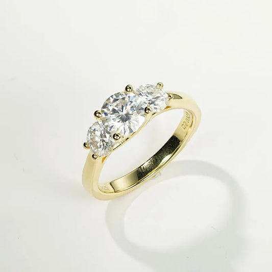 Luckacco 2.0CTTW 6.5mm D Color Moissanite Engagement Wedding Ring 925 Sliver GRA Certified Three Stone Band for Women Promise Fine Jewel