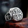 Luckacco Vintage Exorcism Saint Benedict Cspb Cross Ring Men Punk Amulet Christianity Rings Stainless Steel Jewelry Gift