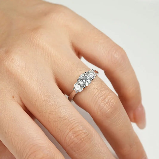 Luckacco 2.0CTTW 6.5mm D Color Moissanite Engagement Wedding Ring 925 Sliver GRA Certified Three Stone Band for Women Promise Fine Jewel
