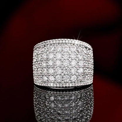 Luckacco 2025 Full Bling Iced Out Rings for Women Luxury Silver Color Crystal Finger  Wedding Engagement Bands Hot Trendy Jewelry
