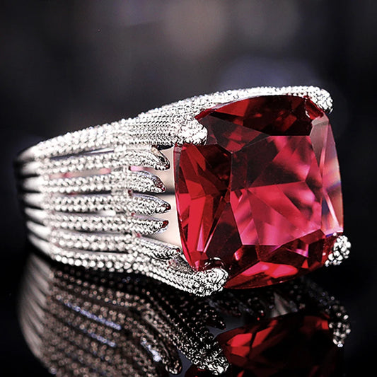 Luckacco daily picks Hyperbole Red Cubic Zirconia Women Rings for Party New 2023 Gorgeous Lady's Accessories Anniversary Gift Fashion Jewelry