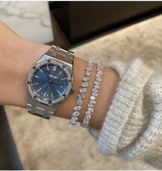 Luckacco 5A Cubic Zirconia Iced Out Bling Geometric CZ Tennis Chain Bracelet For Women Luxury Jewelry