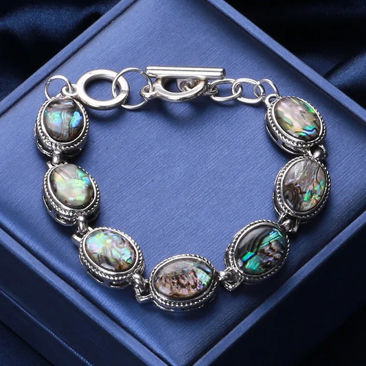 Luckacco Abalone Shell Bracelet Bohemian Wristband Girl Adjustable Chain Women Jewelry Gifts Mother's Day Gift Link Bangle Gift for Mom