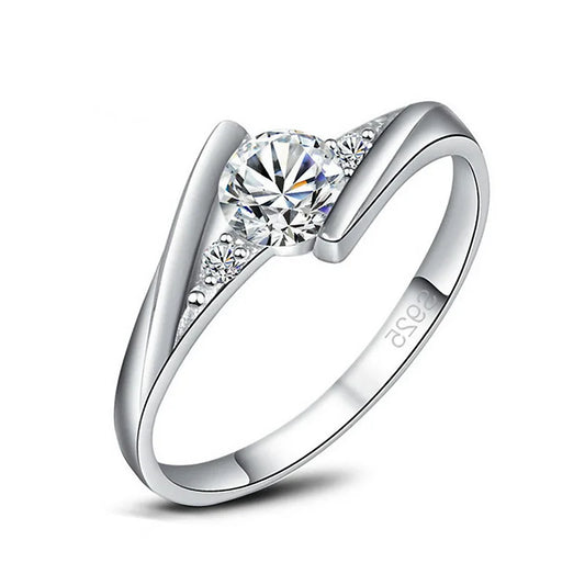 Luckacco 2025 New Vintage Silver Color Zircon Stone Ring for Women Cute Small round Crystal Wedding Jewelry Promise Engagement Ring