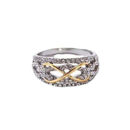 Luckacco Fashion Infinite Love Rings for Women Full Bling Iced Out Cubic Zirconia Wedding Engagement Rings Trendy Luxury Jewelry Anillos