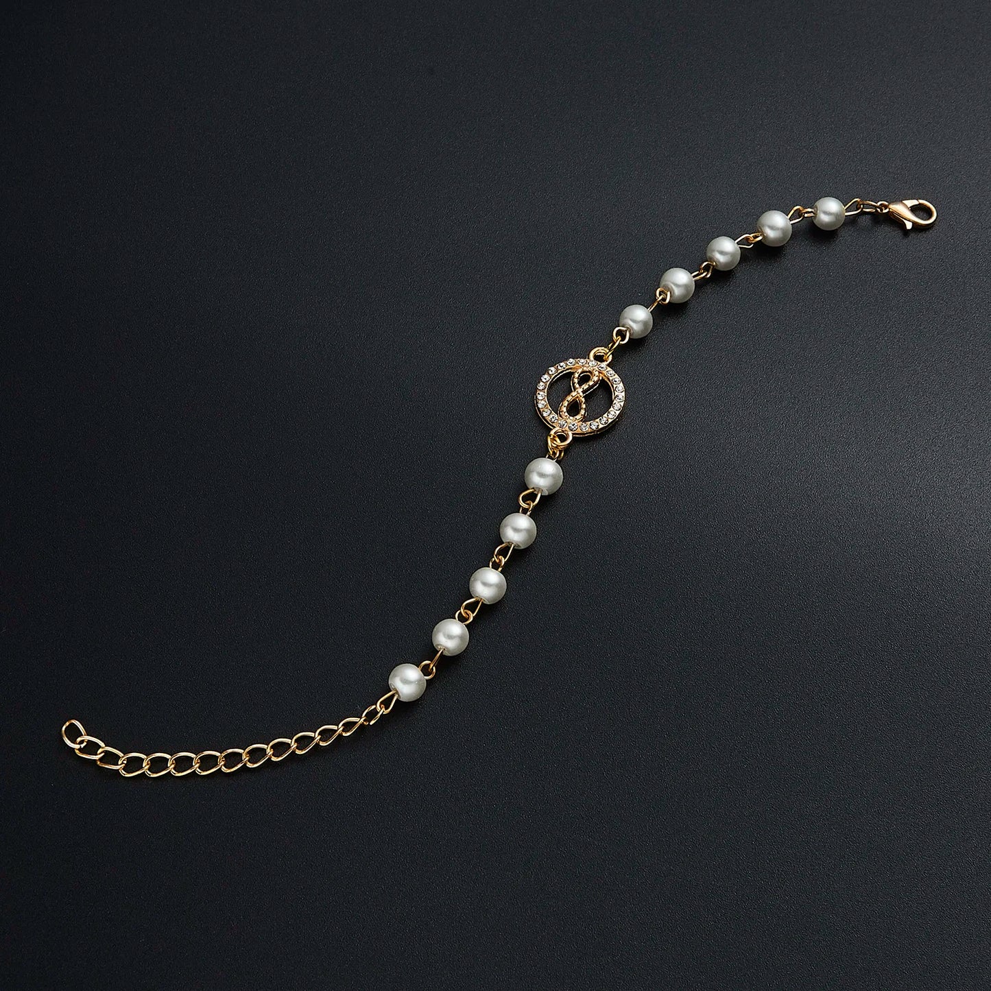 luckacco hot rhinestone pearl bracelet for women girls cross butterfly starfish love wing adjustable fashion bracelet friendship jewelry