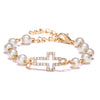 Luckacco Hot Rhinestone Pearl Bracelet For Women Girls Cross Butterfly Starfish Love Wing Adjustable Fashion Bracelet Friendship Jewelry