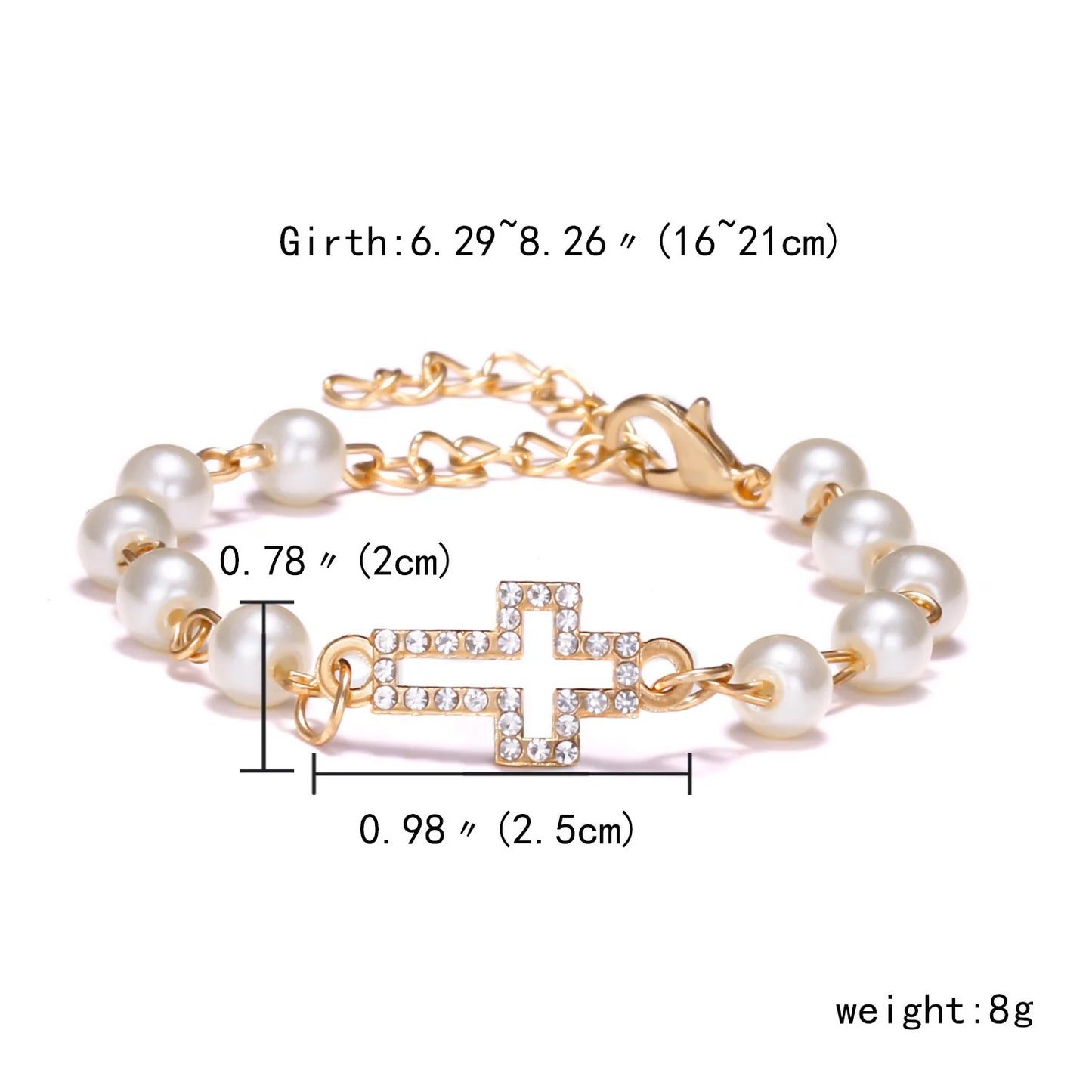 luckacco hot rhinestone pearl bracelet for women girls cross butterfly starfish love wing adjustable fashion bracelet friendship jewelry